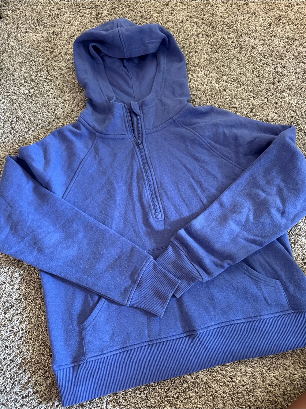 Men's Blue Half-Zip Hooded Sweatshirt